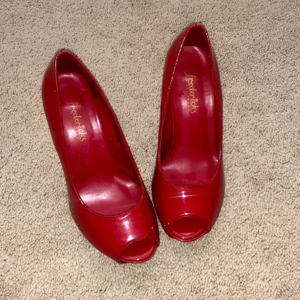 Patent Leather Sexy Peep Toe Platform Heels